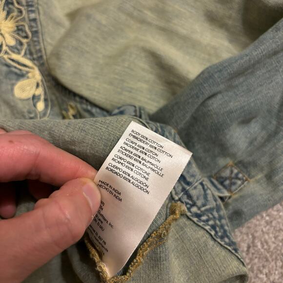 Free People Delores Denim Embroidered Button Down Top - Picture 3 of 6